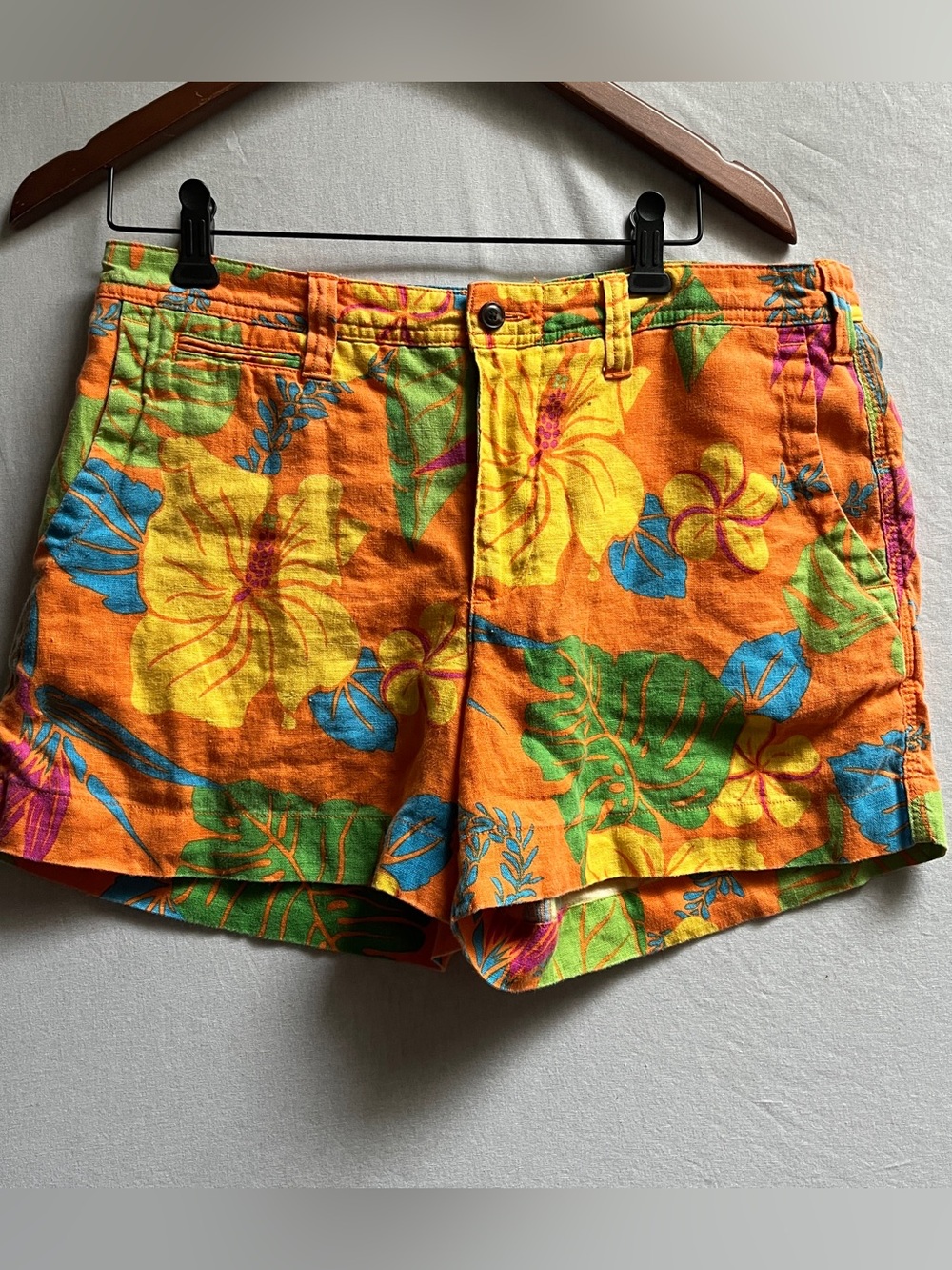 Polo Ralph Lauren Tropical Floral High Rise Linen Blend Shorts 10